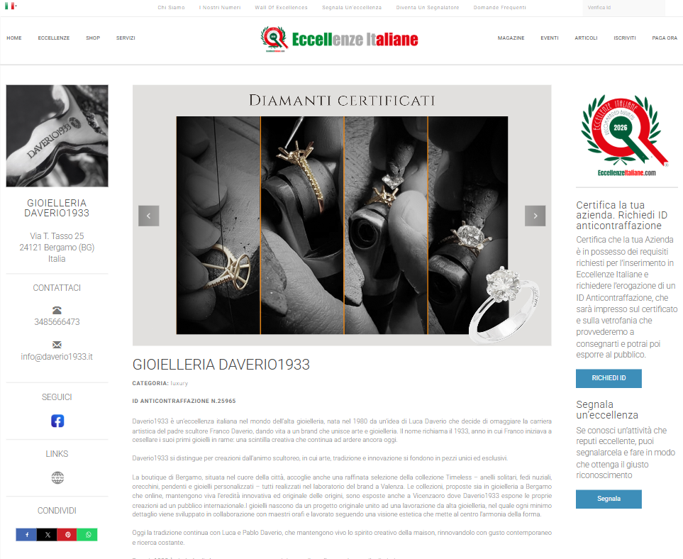 scheda aziendale Eccellenze Italiane